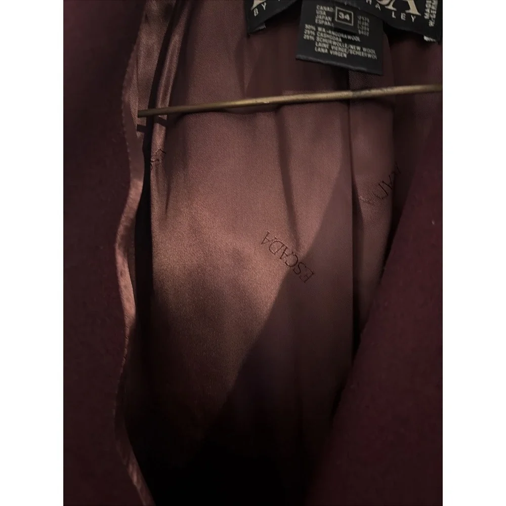 Vintage Escada Margaretha Ley Burgundy Wool Blazer Gold Buttons EU 34 US 2